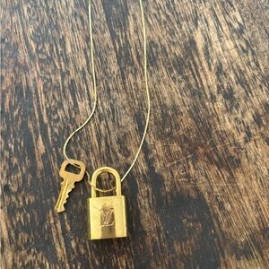 Louis Vuitton Gold Padlock and Key Necklace